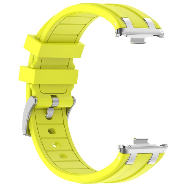 For Redmi Watch 5 / Xiaomi Smart Band 9 Pro Silver Metal Connector Silicone Watch Band(Yellow) - free shipping - PMC TechLife - Order now!