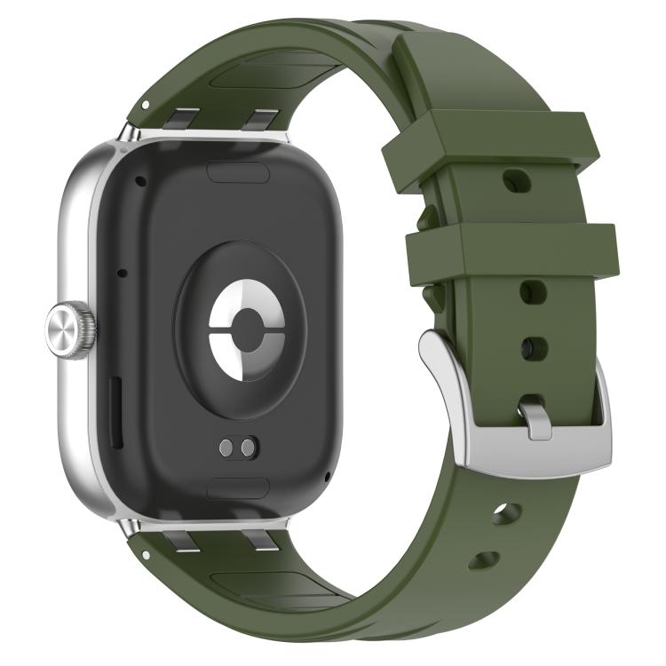 For Redmi Watch 5 / Xiaomi Smart Band 9 Pro Silver Metal Connector Silicone Watch Band(Olive Green) - free shipping - PMC TechLife - Order now!