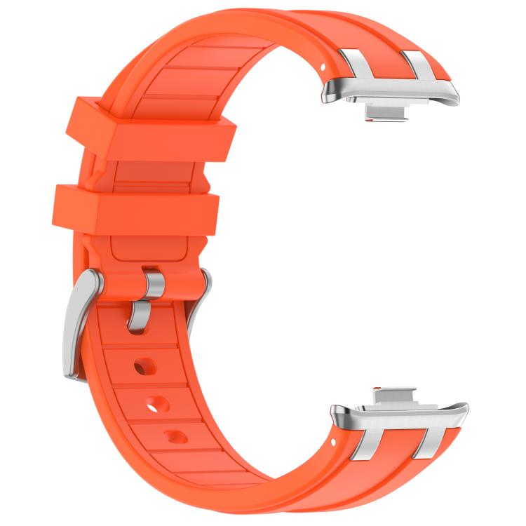 For Redmi Watch 5 / Xiaomi Smart Band 9 Pro Silver Metal Connector Silicone Watch Band(Orange) - free shipping - PMC TechLife - Order now!