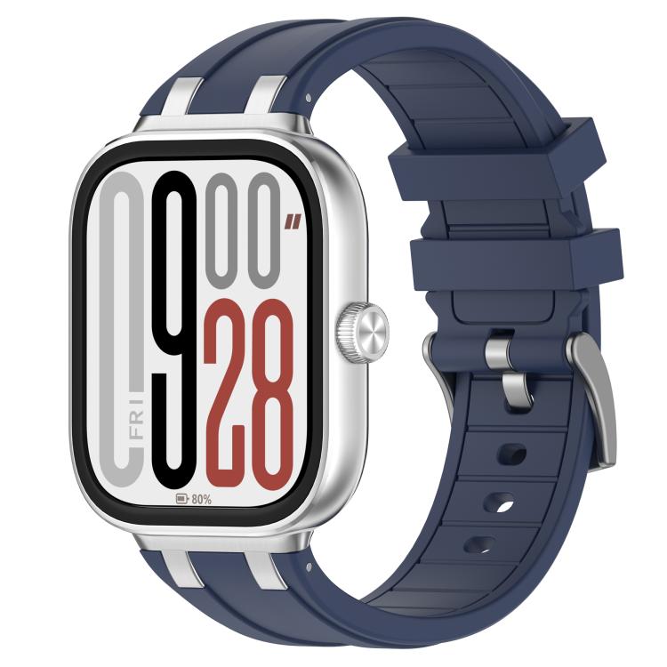 For Redmi Watch 5 / Xiaomi Smart Band 9 Pro Silver Metal Connector Silicone Watch Band(Navy Blue) - free shipping - PMC TechLife - Order now!