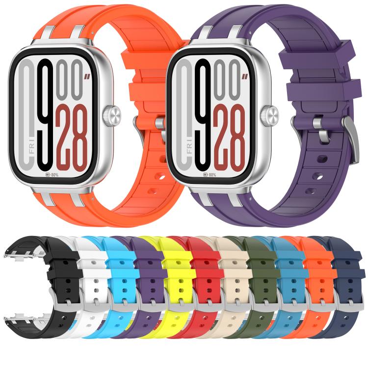 For Redmi Watch 5 / Xiaomi Smart Band 9 Pro Silver Metal Connector Silicone Watch Band(Purple) - free shipping - PMC TechLife - Order now!