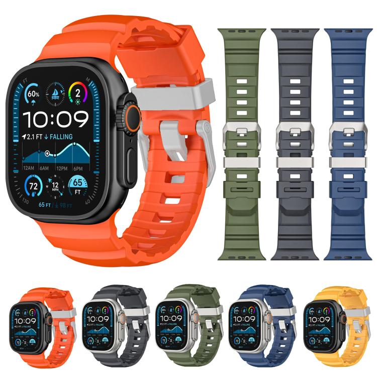 For Apple Watch 46mm / 49mm / 45mm / 44mm Titanium Buckle Field Path Fluororubber Watch Band(Orange) - free shipping - PMC TechLife - Order now!