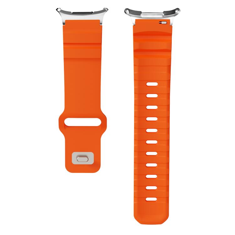 For Samsung Galaxy Watch Ultra 47mm Silver Connector Reverse Buckle Fluororubber Watch Band(Orange) - free shipping - PMC TechLife - Order now!