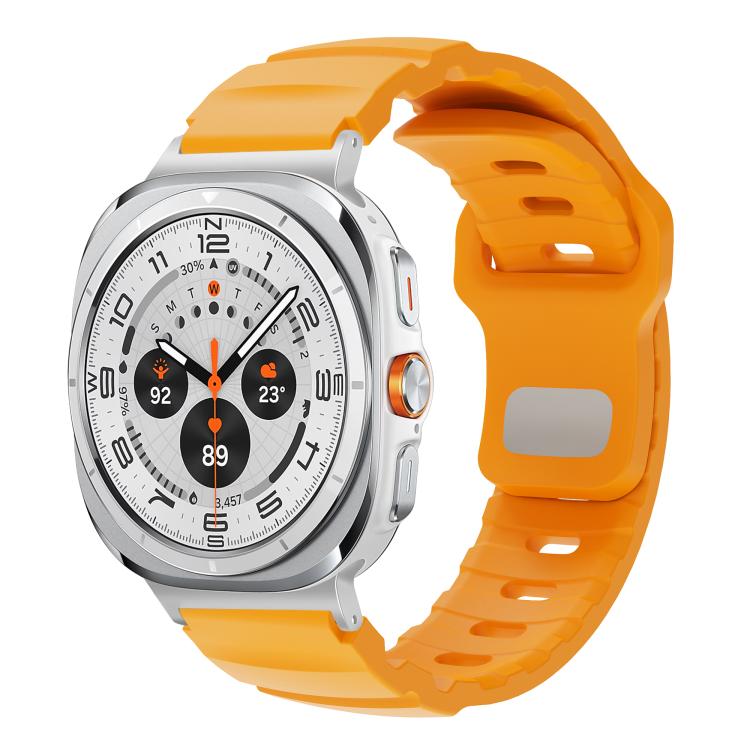 For Samsung Galaxy Watch Ultra 47mm Silver Connector Reverse Buckle Fluororubber Watch Band(Yellow) - free shipping - PMC TechLife - Order now!