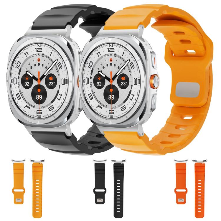 For Samsung Galaxy Watch Ultra 47mm Silver Connector Reverse Buckle Fluororubber Watch Band(Black) - free shipping - PMC TechLife - Order now!