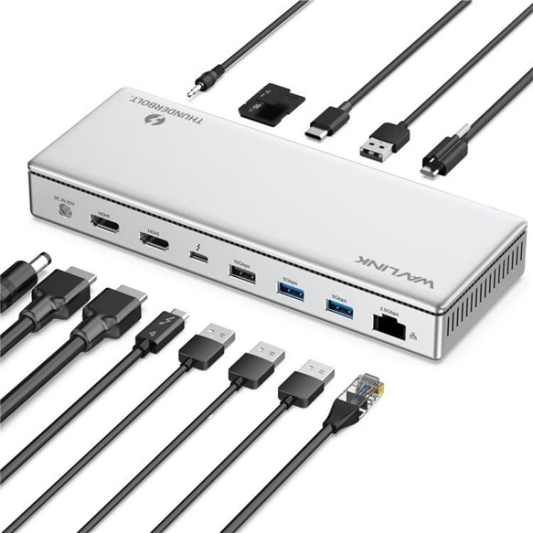 WAVLINK UTD45 96W Charging 8K / 4K Display Thunderbolt 4 Docking Station 13-in-1 Hub(US Plug) - free shipping - PMc TechLife - Order now!