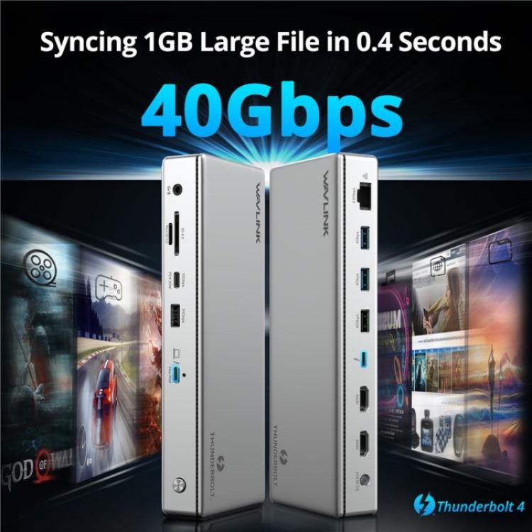 WAVLINK UTD45 96W Charging 8K / 4K Display Thunderbolt 4 Docking Station 13-in-1 Hub(AU Plug) - free shipping - PMc TechLife - Order now!