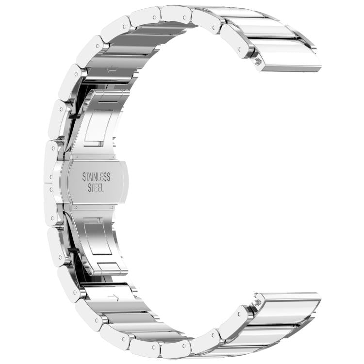 18mm Zinc Alloy Butterfly Buckle Ceramic White Metal Watch Band(Silver+White) - free shipping - PMC TechLife - Order now!