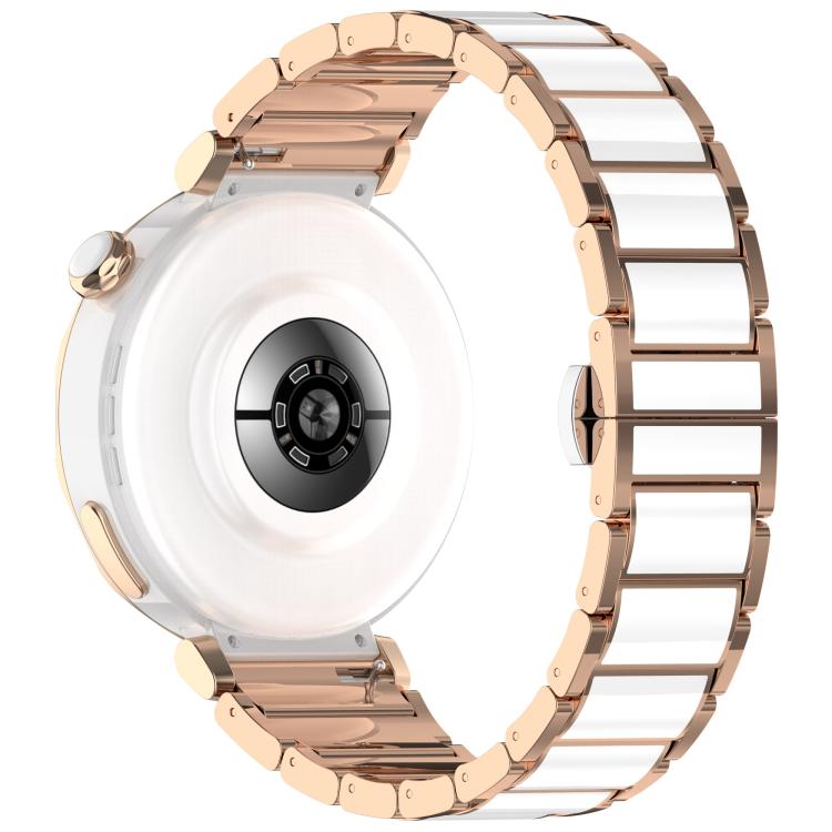 18mm Zinc Alloy Butterfly Buckle Ceramic White Metal Watch Band(Rose Gold+White) - free shipping - PMC TechLife - Order now!