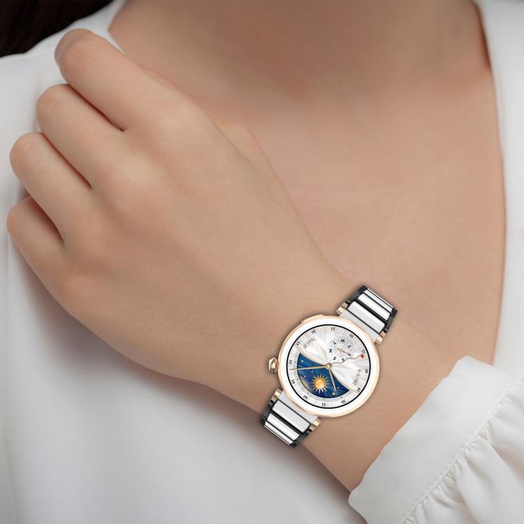18mm Zinc Alloy Butterfly Buckle Ceramic White Metal Watch Band(Gold+White) - free shipping - PMC TechLife - Order now!