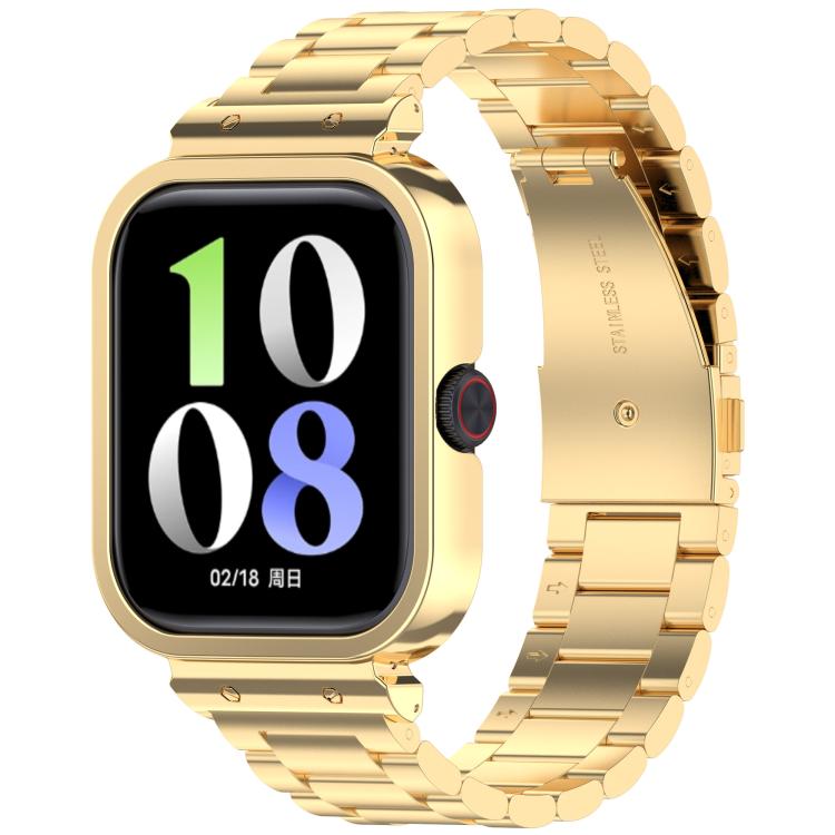 For vivo iQOO Watch GT Watch Frame Integrated Three Beads Stainless Steel Watch Band(Gold) - free shipping - PMC TechLife - Order now!