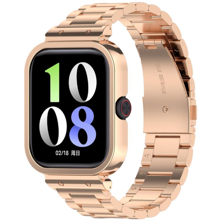 For vivo iQOO Watch GT Watch Frame Integrated Three Beads Stainless Steel Watch Band(Rose Gold) - free shipping - PMC TechLife - Order now!