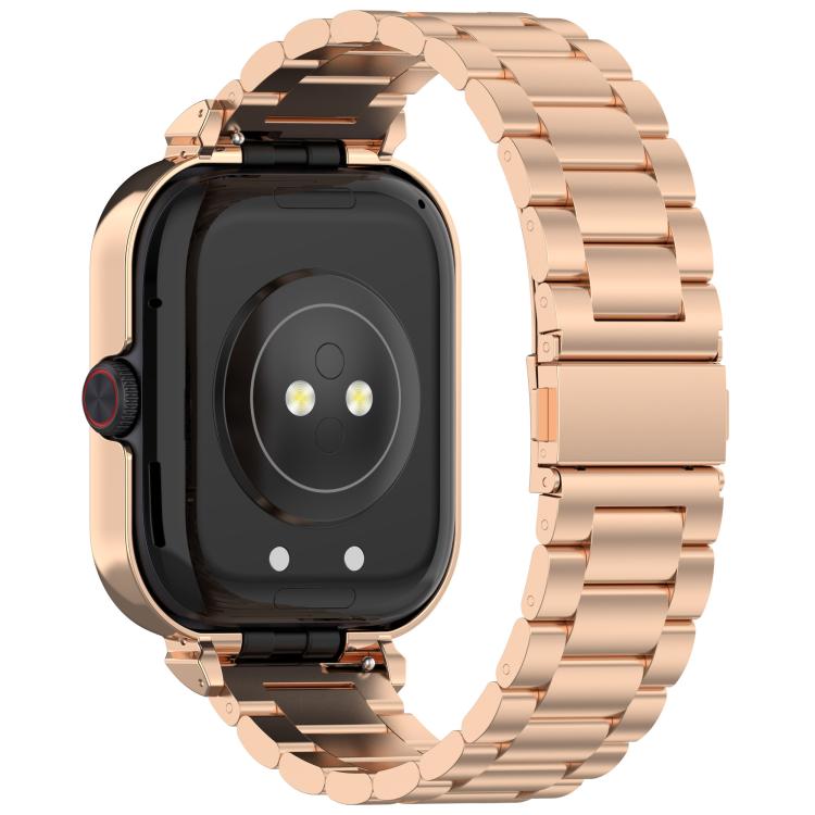 For vivo iQOO Watch GT Watch Frame Integrated Three Beads Stainless Steel Watch Band(Rose Gold) - free shipping - PMC TechLife - Order now!