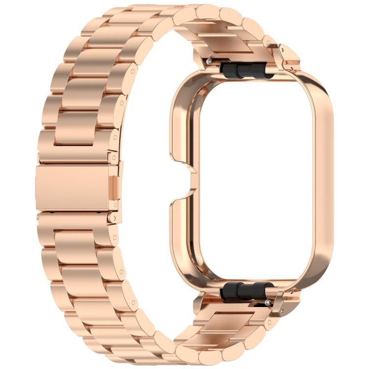 For vivo iQOO Watch GT Watch Frame Integrated Three Beads Stainless Steel Watch Band(Rose Gold) - free shipping - PMC TechLife - Order now!