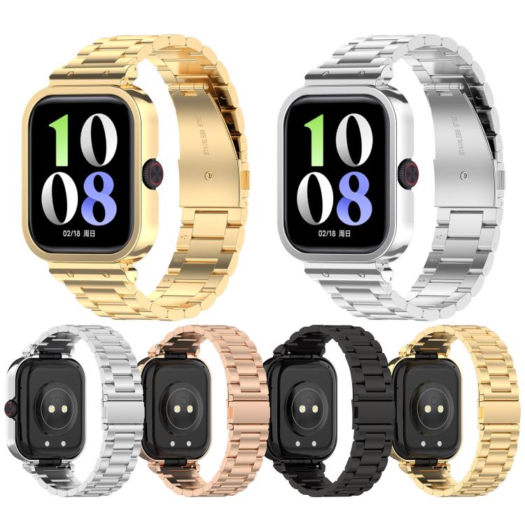 For vivo iQOO Watch GT Watch Frame Integrated Three Beads Stainless Steel Watch Band(Silver) - free shipping - PMC TechLife - Order now!