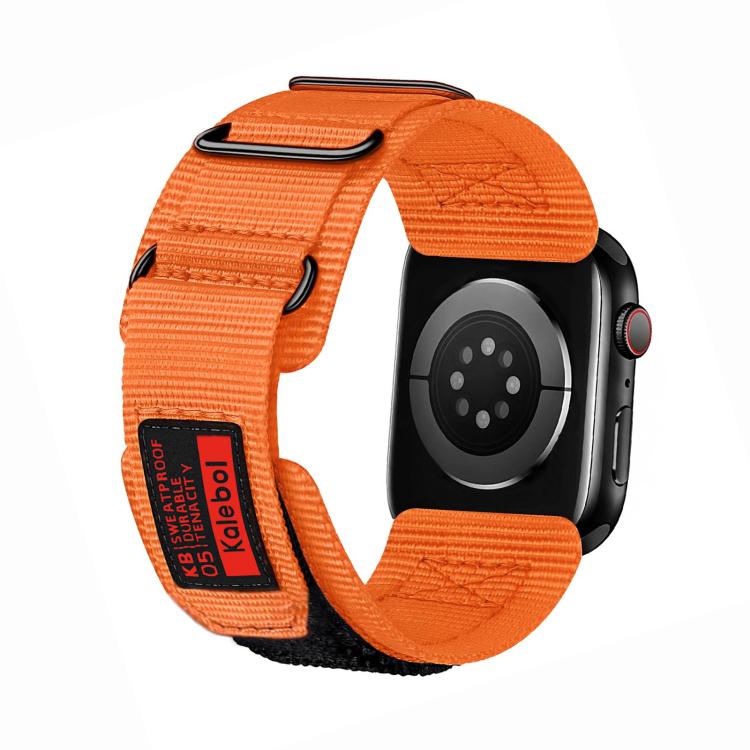 For Apple Watch 42mm / 41mm / 40mm / 38mm Kalebol Hook and Tri-Loop Nylon Watch Band(Orange) - free shipping - PMc TechLife - Order now!
