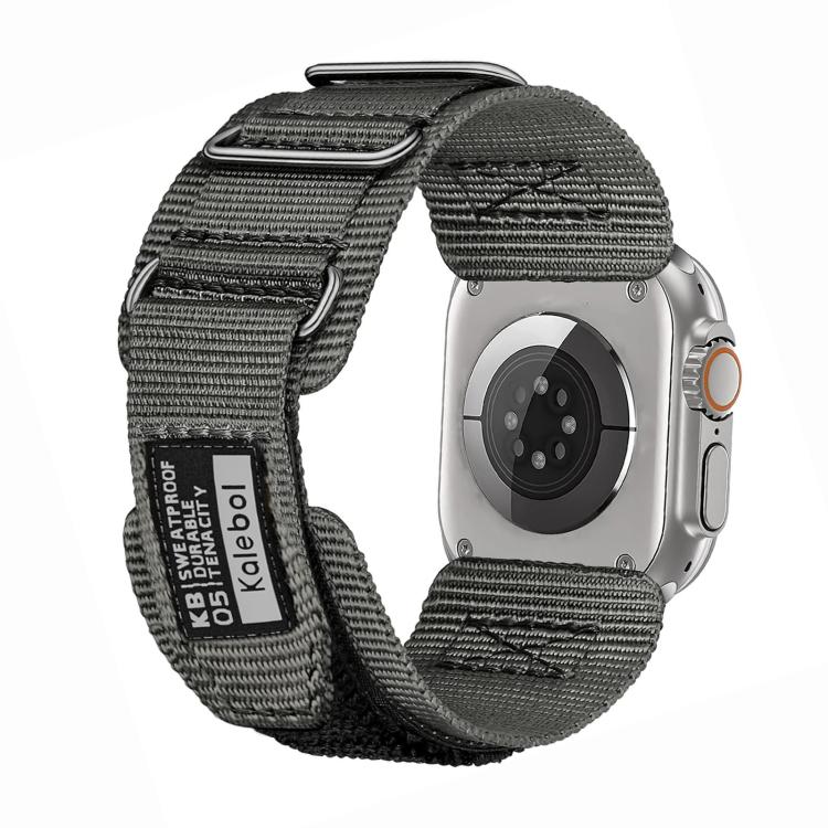 For Apple Watch 46mm / 49mm / 45mm / 44mm Kalebol Hook and Tri-Loop Nylon Watch Band(Silver) - Watch Bands by Kalebol | Online Shopping South Africa | PMc TechLife | Buy Now Pay Later Mobicred