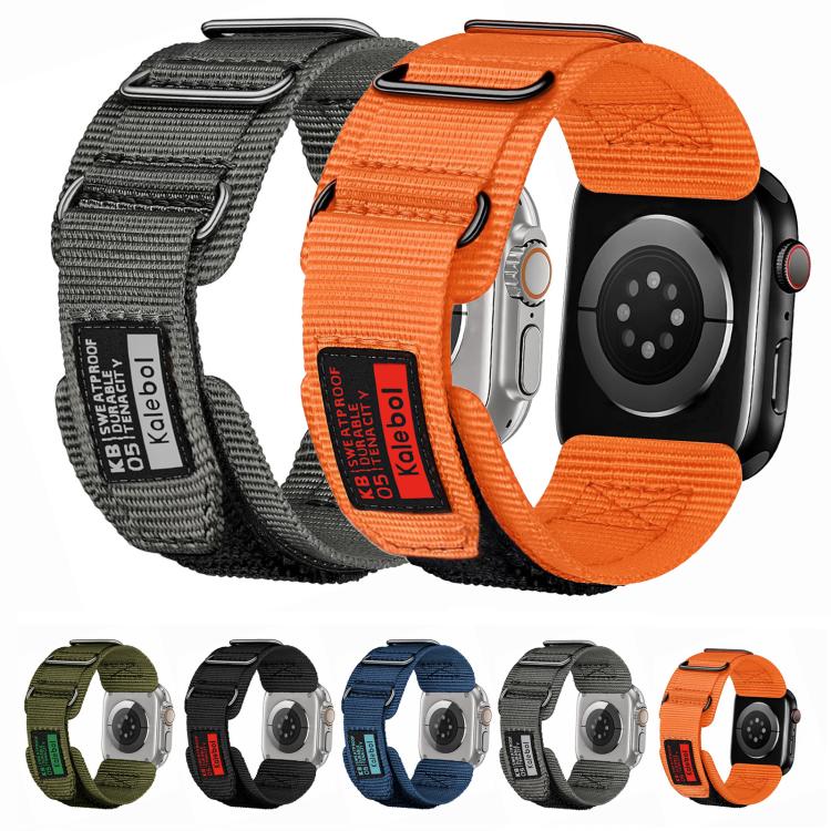 For Apple Watch 42mm / 41mm / 40mm / 38mm Kalebol Hook and Tri-Loop Nylon Watch Band(Orange) - free shipping - PMc TechLife - Order now!