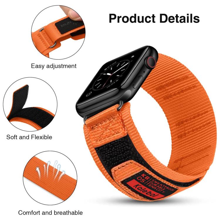 For Apple Watch 42mm / 41mm / 40mm / 38mm Kalebol Hook and Tri-Loop Nylon Watch Band(Black) - free shipping - PMc TechLife - Order now!