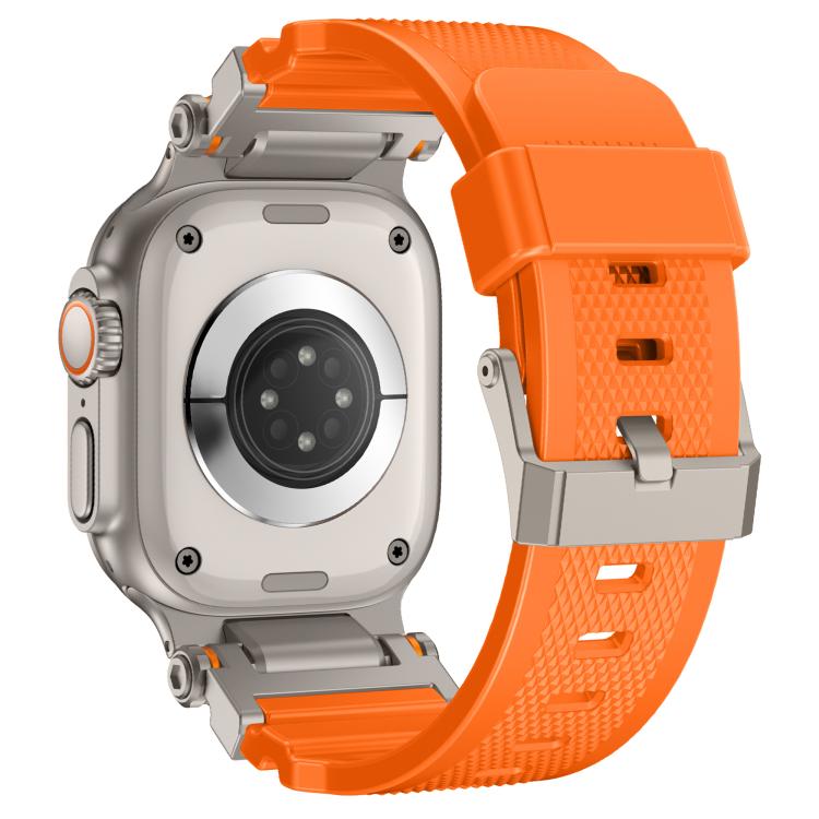 For Apple Watch 42 / 44 / 45 / 46 / 49mm Metal Connector Explorer Silicone Watch Band(Titanium Orange) - free shipping - PMC TechLife - Order now!