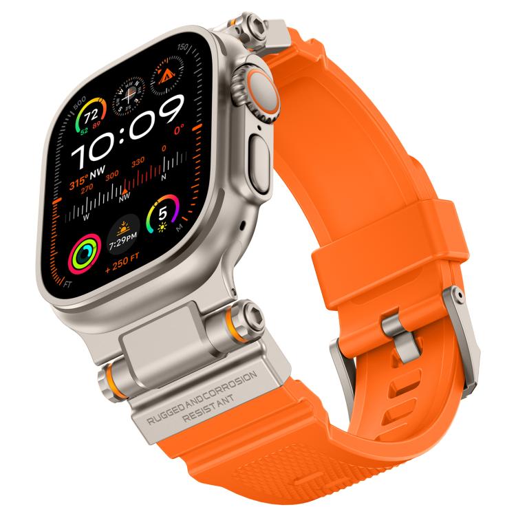For Apple Watch 42 / 44 / 45 / 46 / 49mm Metal Connector Explorer Silicone Watch Band(Titanium Orange) - free shipping - PMC TechLife - Order now!