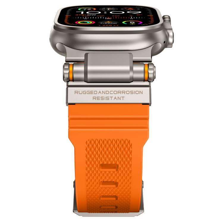 For Apple Watch 42 / 44 / 45 / 46 / 49mm Metal Connector Explorer Silicone Watch Band(Titanium Orange) - free shipping - PMC TechLife - Order now!