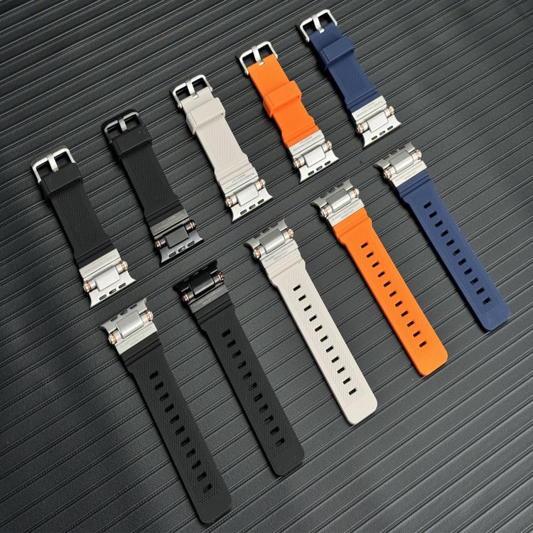 For Apple Watch 42 / 44 / 45 / 46 / 49mm Metal Connector Explorer Silicone Watch Band(Titanium Orange) - free shipping - PMC TechLife - Order now!