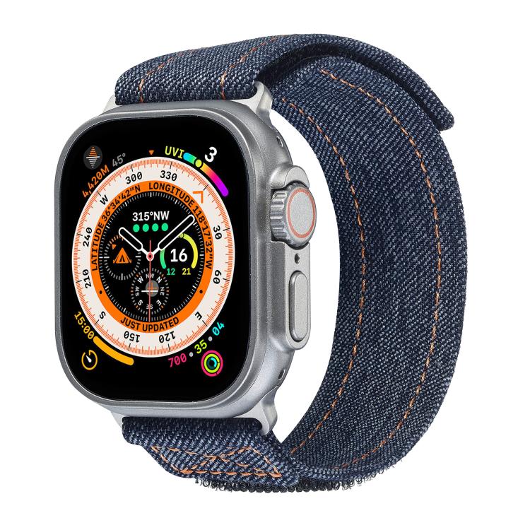 For Apple Watch 42mm / 41mm / 40mm / 38mm Kalebol Cool Denim Nylon Hook and Loop Fastener Watch Band(Gray) - free shipping - PMC TechLife - Order now!