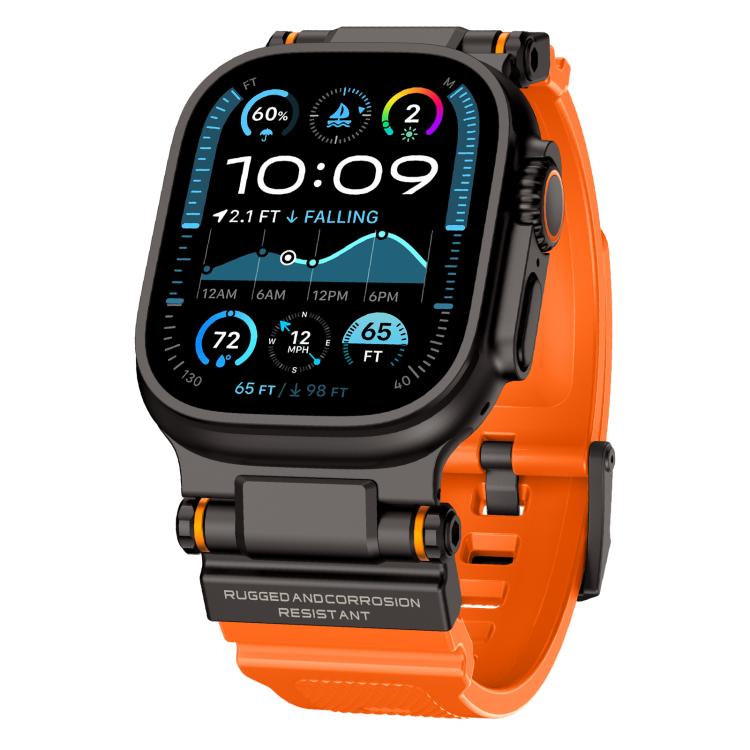 For Apple Watch 46mm / 49mm / 45mm / 44mm Kalebol Outdoor Explorer Metal Connector TPU Watch Band(Black Orange) - Watch Bands by Kalebol | Online Shopping South Africa | PMC TechLife | Buy Now Pay Later Mobicred