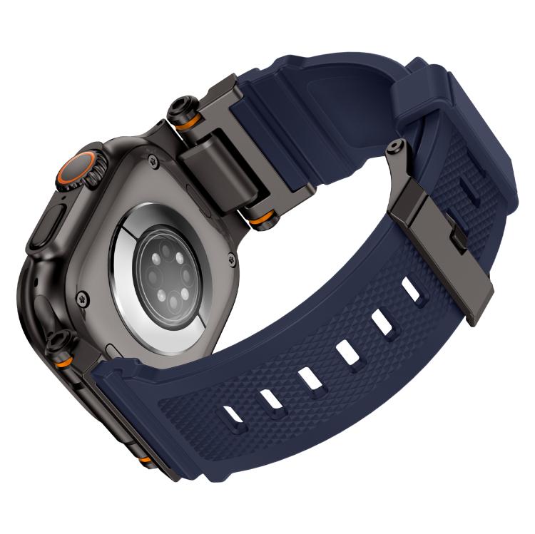 For Apple Watch 46mm / 49mm / 45mm / 44mm Kalebol Outdoor Explorer Metal Connector TPU Watch Band(Black Blue) - free shipping - PMC TechLife - Order now!