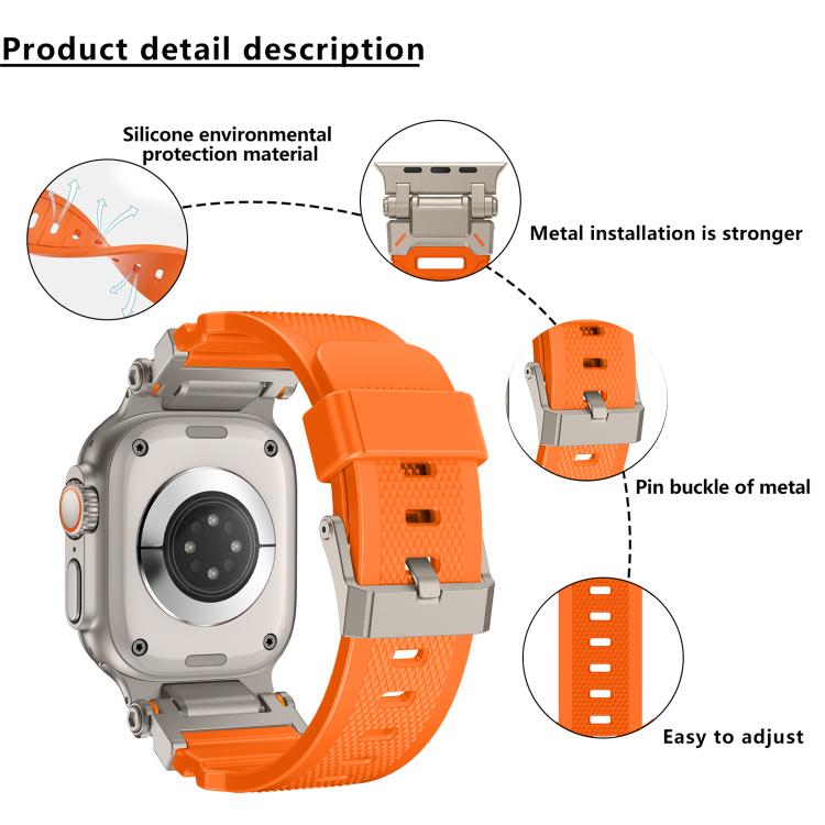 For Apple Watch 46mm / 49mm / 45mm / 44mm Kalebol Outdoor Explorer Metal Connector TPU Watch Band(Titanium Starlight) - free shipping - PMC TechLife - Order now!