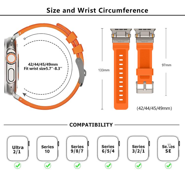 For Apple Watch 46mm / 49mm / 45mm / 44mm Kalebol Outdoor Explorer Metal Connector TPU Watch Band(Black Orange) - Watch Bands by Kalebol | Online Shopping South Africa | PMC TechLife | Buy Now Pay Later Mobicred