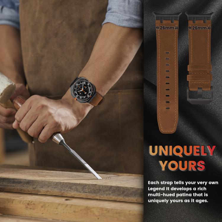 For Samsung Galaxy Watch Ultra 47mm Crazy Horse Leather Watch Band(Black Brown+Black Buckle) - Watch Bands by PMC TechLife | Online Shopping South Africa | PMC TechLife | Buy Now Pay Later Mobicred
