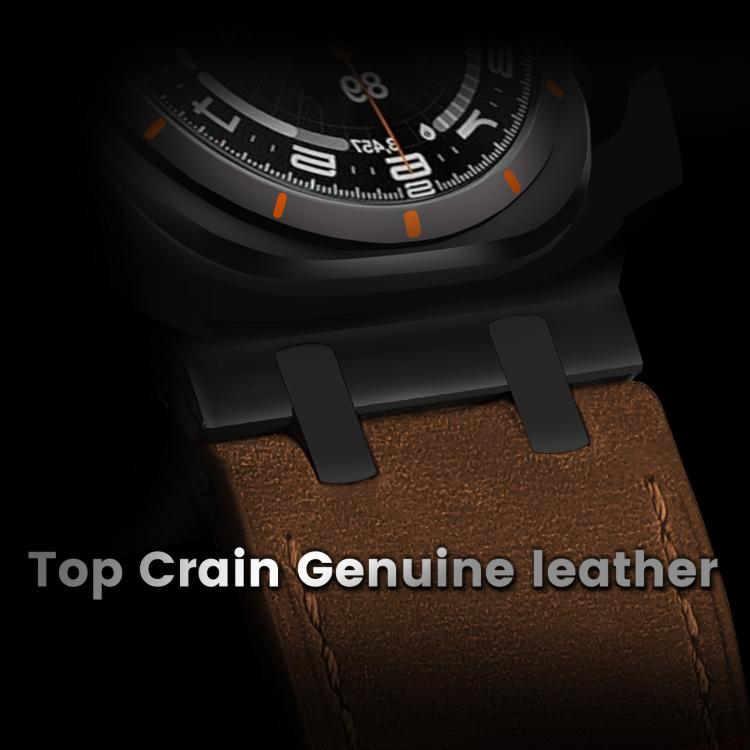 For Samsung Galaxy Watch Ultra 47mm Crazy Horse Leather Watch Band(Black Brown+Black Buckle) - Watch Bands by PMC TechLife | Online Shopping South Africa | PMC TechLife | Buy Now Pay Later Mobicred