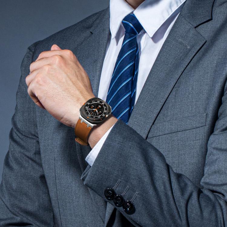 For Samsung Galaxy Watch Ultra 47mm Crazy Horse Leather Watch Band(Red Brown+Titanium Buckle) - Watch Bands by PMC TechLife | Online Shopping South Africa | PMC TechLife | Buy Now Pay Later Mobicred