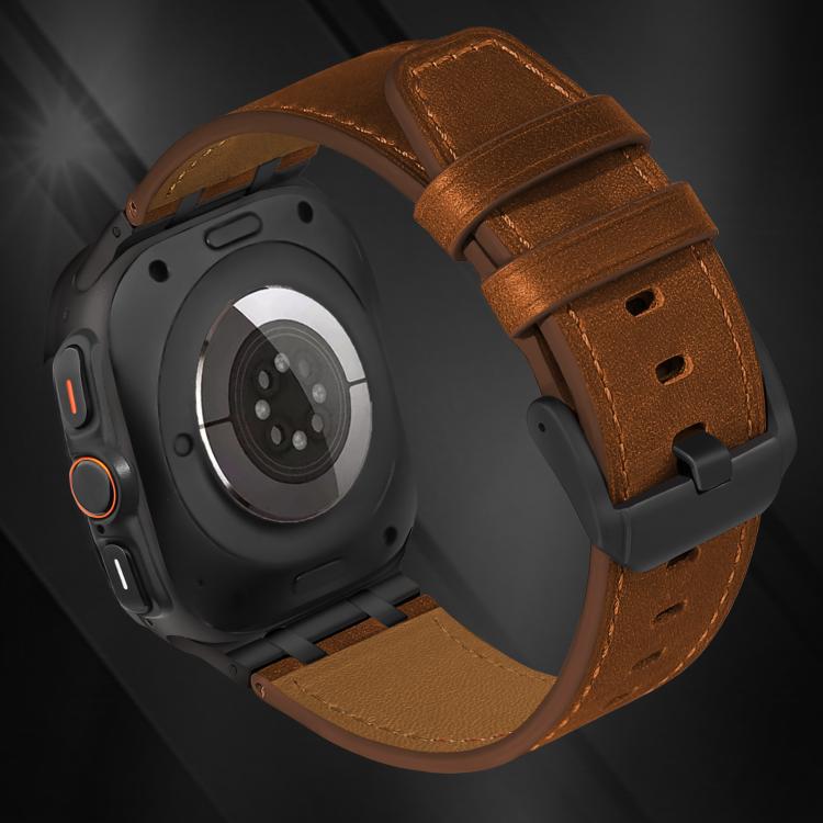 For Samsung Galaxy Watch Ultra 47mm Crazy Horse Leather Watch Band(Red Brown+Black Buckle) - Watch Bands by PMC TechLife | Online Shopping South Africa | PMC TechLife | Buy Now Pay Later Mobicred