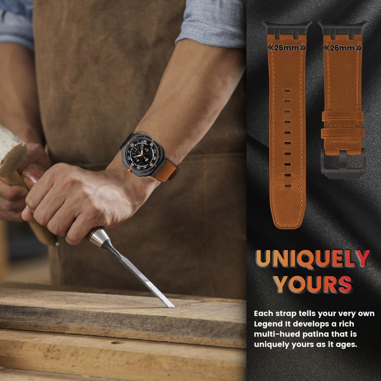 For Samsung Galaxy Watch Ultra 47mm Crazy Horse Leather Watch Band(Red Brown+Black Buckle) - Watch Bands by PMC TechLife | Online Shopping South Africa | PMC TechLife | Buy Now Pay Later Mobicred