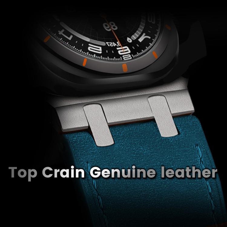 For Samsung Galaxy Watch Ultra 47mm Crazy Horse Leather Watch Band(Dark Blue+Titanium Buckle) - Watch Bands by PMC TechLife | Online Shopping South Africa | PMC TechLife | Buy Now Pay Later Mobicred