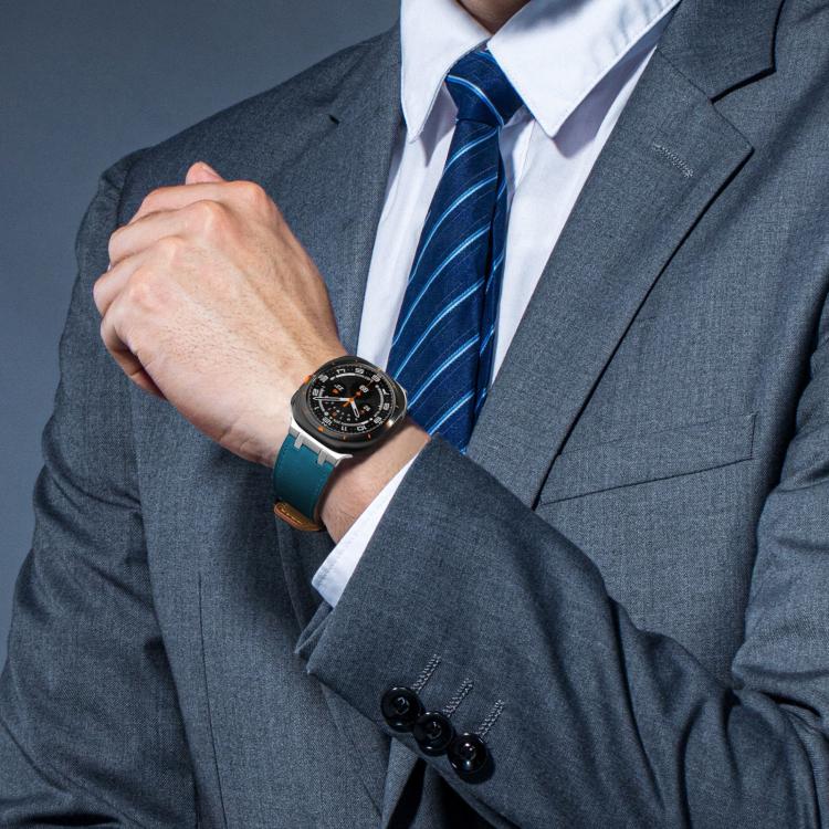 For Samsung Galaxy Watch Ultra 47mm Crazy Horse Leather Watch Band(Dark Blue+Titanium Buckle) - Watch Bands by PMC TechLife | Online Shopping South Africa | PMC TechLife | Buy Now Pay Later Mobicred