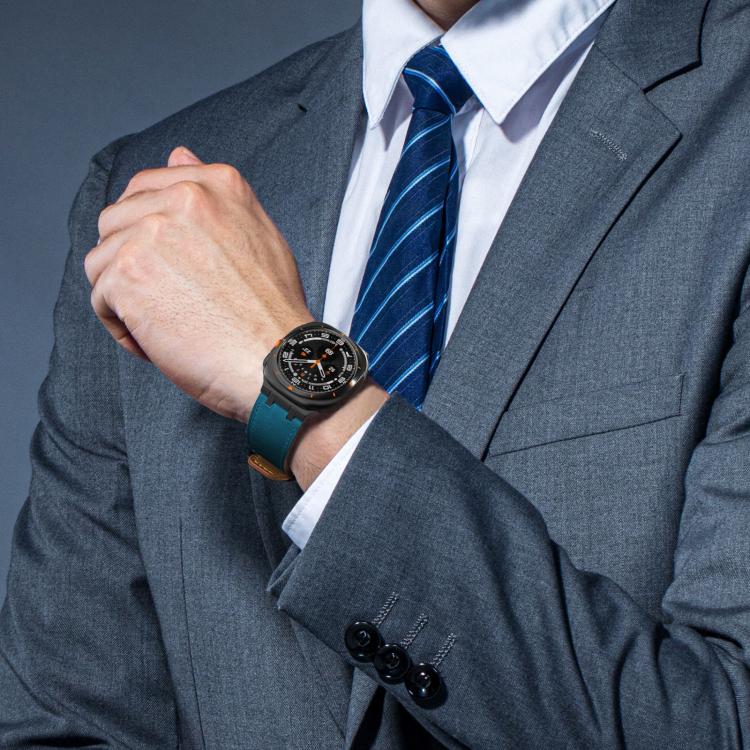 For Samsung Galaxy Watch Ultra 47mm Crazy Horse Leather Watch Band(Dark Blue+Black Buckle) - Watch Bands by PMC TechLife | Online Shopping South Africa | PMC TechLife | Buy Now Pay Later Mobicred