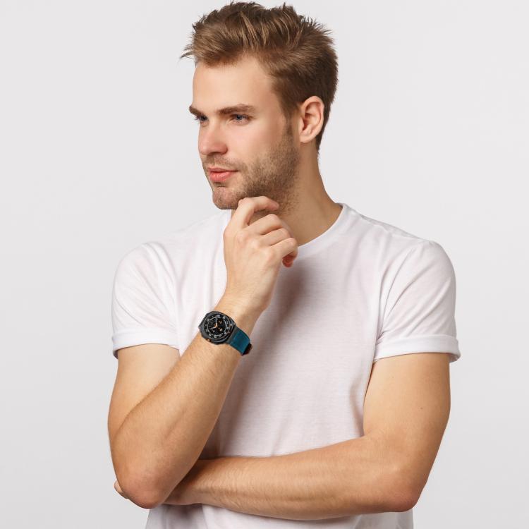 For Samsung Galaxy Watch Ultra 47mm Crazy Horse Leather Watch Band(Dark Blue+Black Buckle) - Watch Bands by PMC TechLife | Online Shopping South Africa | PMC TechLife | Buy Now Pay Later Mobicred