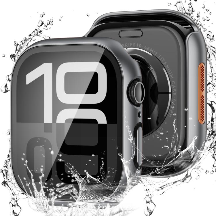 For Apple Watch SE / Series 44mm Tempered Film Integrated PC Watch Protective Case(Original Machine Black) - Watch Cases by PMC TechLife | Online Shopping South Africa | PMC TechLife | Buy Now Pay Later Mobicred