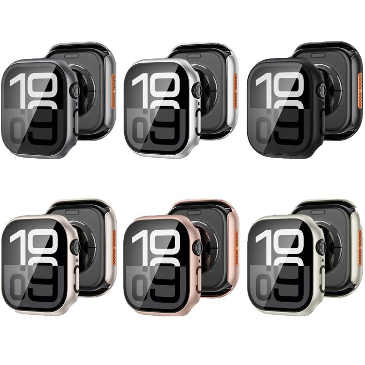 For Apple Watch SE / Series 44mm Tempered Film Integrated PC Watch Protective Case(Original Machine Black) - Watch Cases by PMC TechLife | Online Shopping South Africa | PMC TechLife | Buy Now Pay Later Mobicred