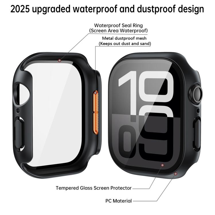 For Apple Watch SE / Series 44mm Tempered Film Integrated PC Watch Protective Case(Original Machine Black) - Watch Cases by PMC TechLife | Online Shopping South Africa | PMC TechLife | Buy Now Pay Later Mobicred