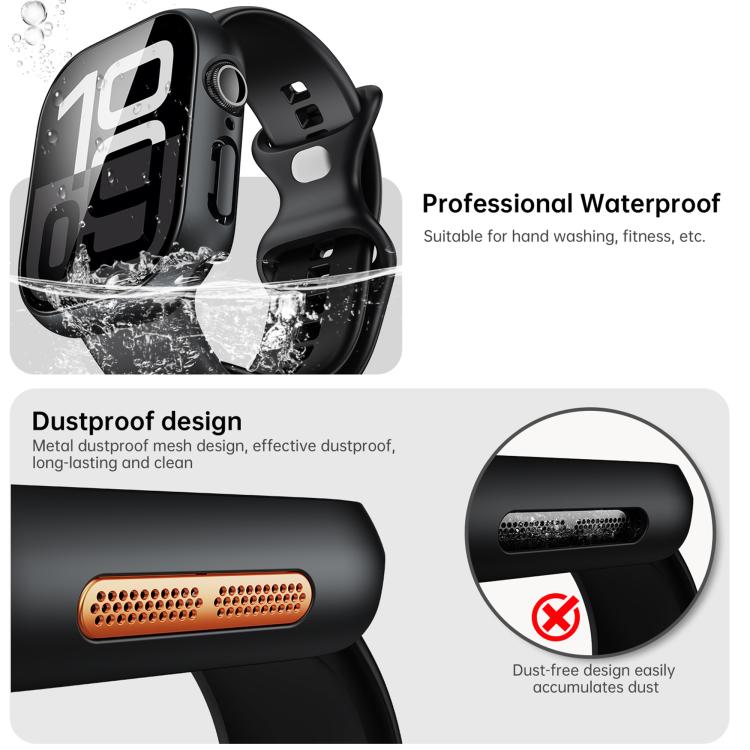 For Apple Watch Series 45mm Tempered Film Integrated PC Watch Protective Case(Original Machine Black) - Watch Cases by PMC TechLife | Online Shopping South Africa | PMC TechLife | Buy Now Pay Later Mobicred
