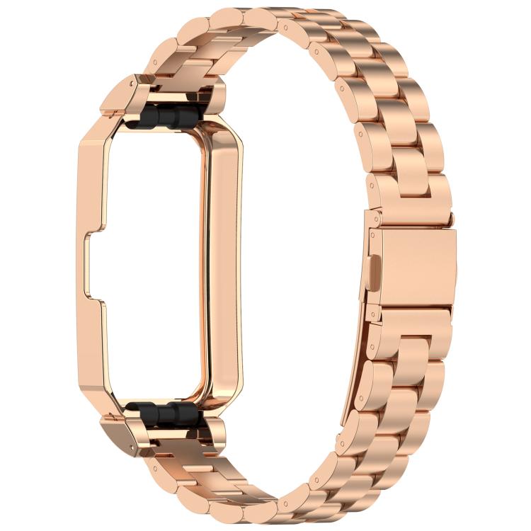 For Huawei Band 10 / 10 NFC / 9 / 9 NFC Watch Frame Integrated Three Beads Stainless Steel Watch Band(Rose Gold) - free shipping - PMC TechLife - Order now!