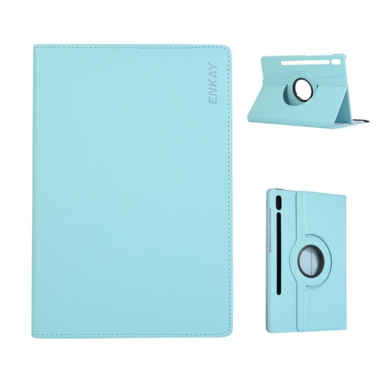 For Samsung Galaxy Tab S10+ / S9 FE+ / S9+ ENKAY 360 Degree Rotation Litchi Leather Smart Tablet Case(Light Blue) - free shipping - PMc TechLife - Order now!