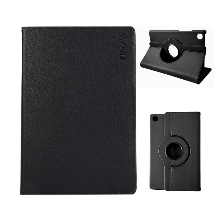 For Samsung Galaxy Tab A7 Lite 8.7 ENKAY 360 Degree Rotation Litchi Leather Smart Tablet Case(Black) - free shipping - PMc TechLife - Order now!