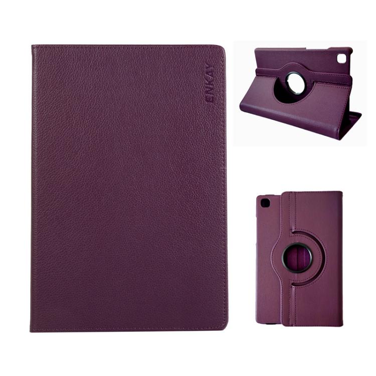 For Samsung Galaxy Tab A7 Lite 8.7 ENKAY 360 Degree Rotation Litchi Leather Smart Tablet Case(Dark Purple) - free shipping - PMc TechLife - Order now!