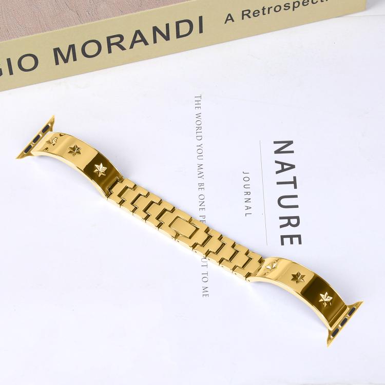For Apple Watch 46mm / 49mm / 45mm / 44mm Snowflake Petals Bracelet Metal Watch Band(Gold) - free shipping - PMC TechLife - Order now!